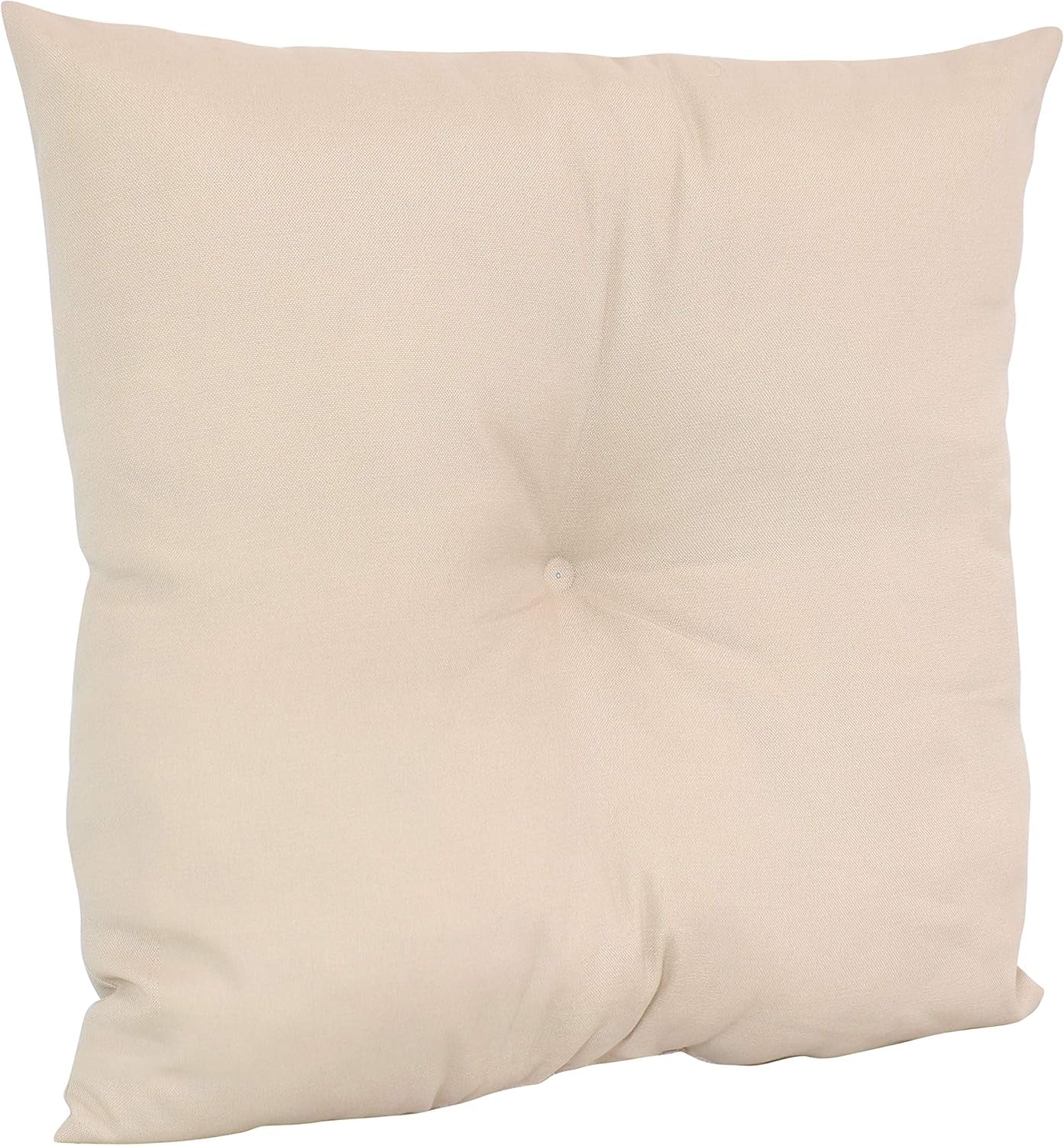 Tufted Indoor and Outdoor Decorative Throw Pillows - 19-Inch Square Patio Cushions Set of 2 - Weather-Resistant Polyester - Beige