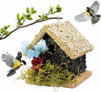 Edible Birdhouse - Birdseed Bird Feeder, Wooden Birds House Covered in Wild Bird Food, Squirrel Resistant Birds Feeders for outside Hanging, Watching Gift for Garden Lovers, (SL)