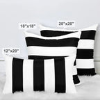 2 Pack Black and White Striped Throw Pillow Covers 18 X 18 Inch Outdoor Patio Pillows Cushion Cover Waterproof Pillow Cases for Couch Pillows Sofa