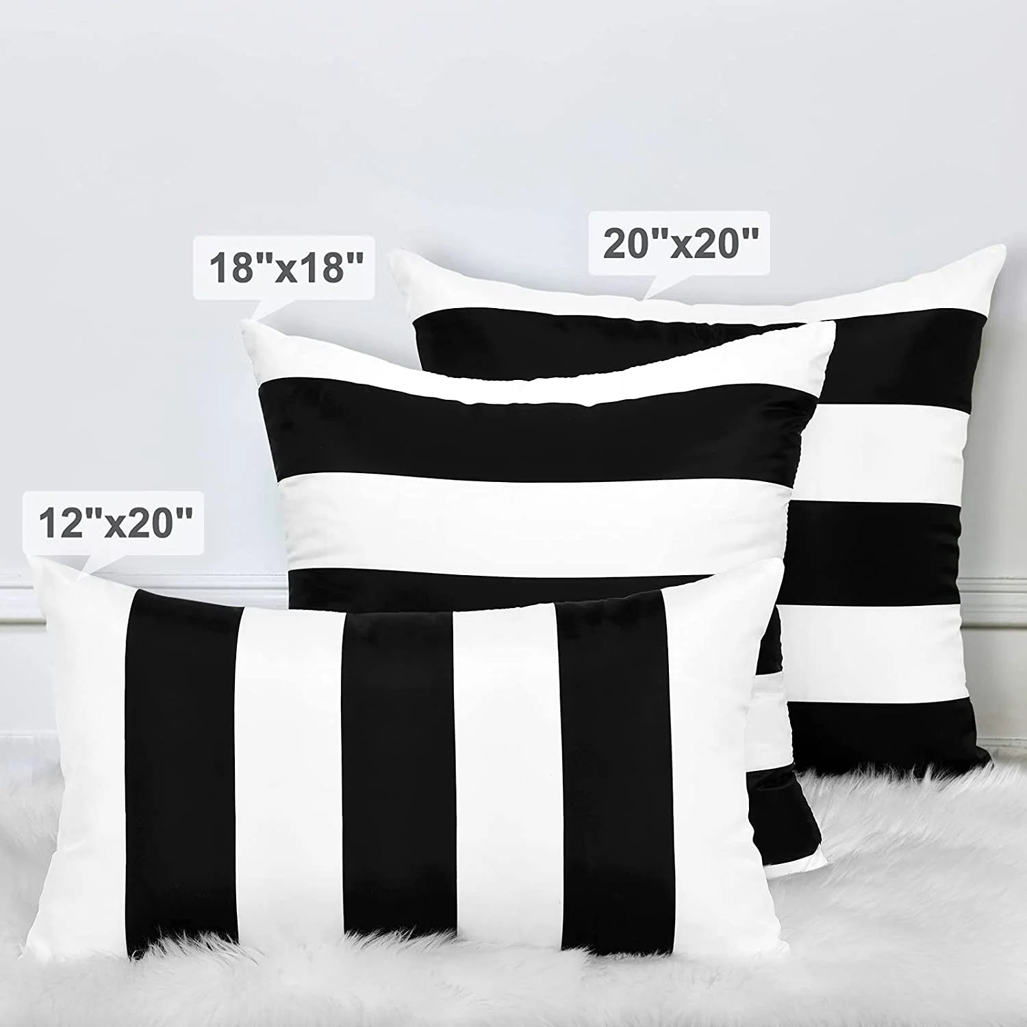 2 Pack Black and White Striped Throw Pillow Covers 18 X 18 Inch Outdoor Patio Pillows Cushion Cover Waterproof Pillow Cases for Couch Pillows Sofa
