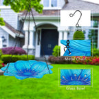 Hanging Bird Feeder - Bird Baths for Outdoors - Glass Birdbaths for Garden and Patio Decor, Pretty Gift Idea