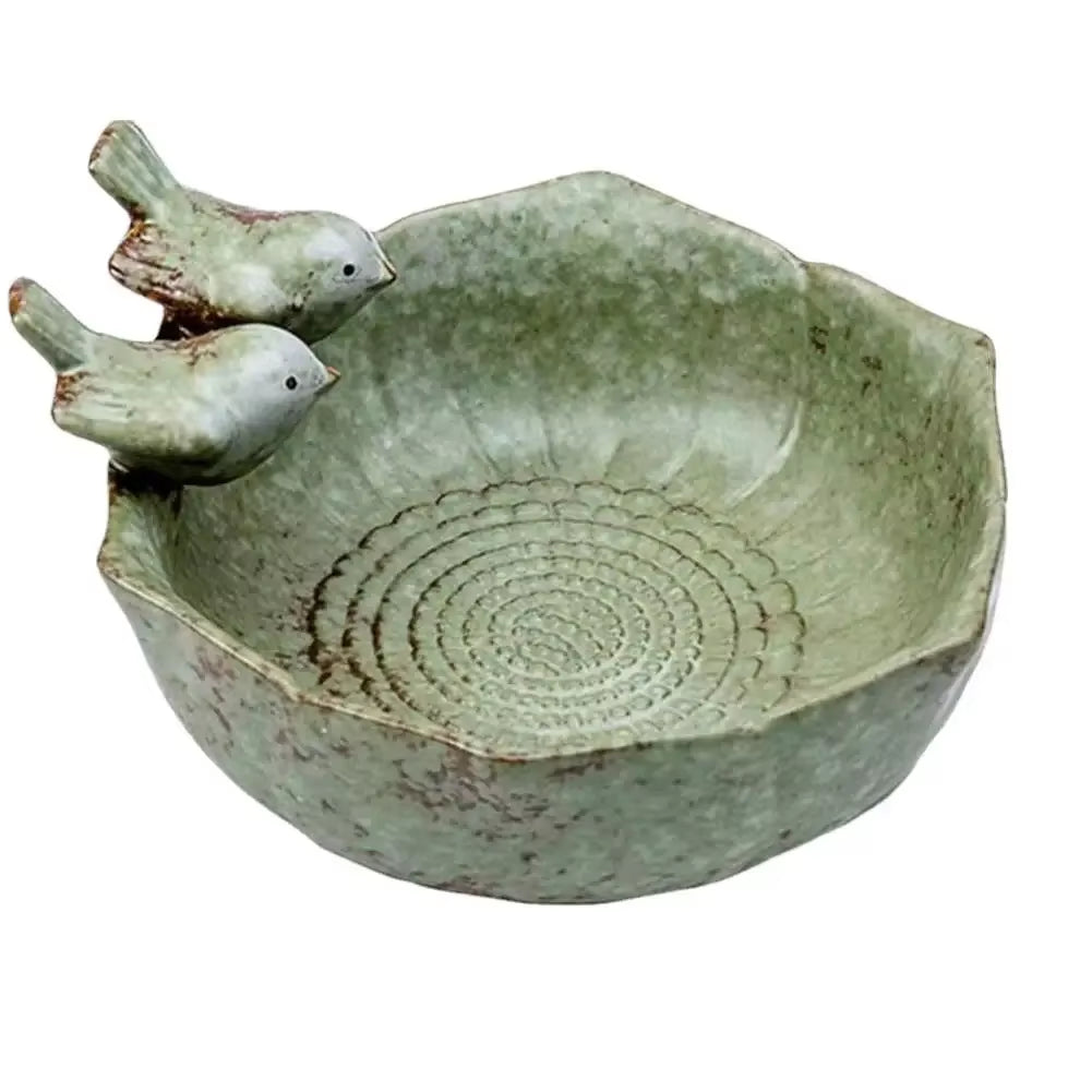 Ceramic Birdbath Bowl Bird Feeder Food Holder Container Bird Feeding Tray for Outdoor Garden Courtyard Decoration Bird Feeder