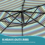 11 FT Cantilever Umbrella with Base Outdoor Large round Aluminum Offset Umbrella for Pool Garden Backyard (Stripes, 11 FT)