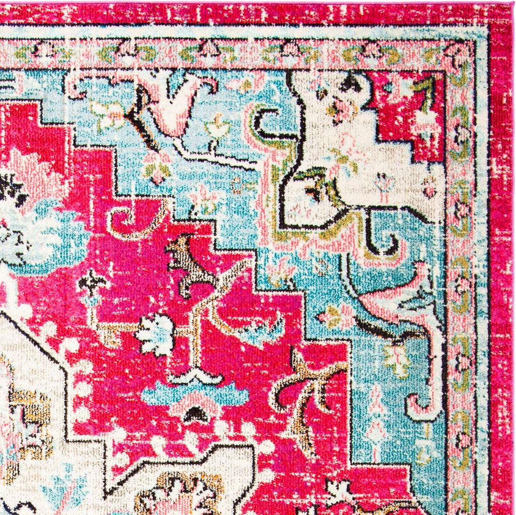 Madison Collection Accent Rug - 4' X 6', Fuchsia & Blue, Medallion Distressed Design, Non-Shedding & Easy Care, Ideal for High Traffic Areas in Entryway, Living Room, Bedroom (MAD473A)