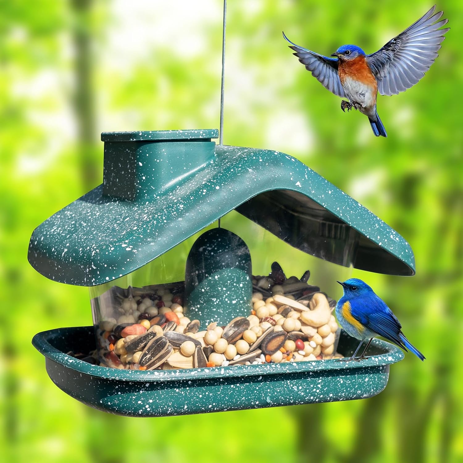 Bird Feeders for Outdoors Hanging, Wild Bird Feeders for outside Clearance, Yard Lawn Garden Decorations (Green)