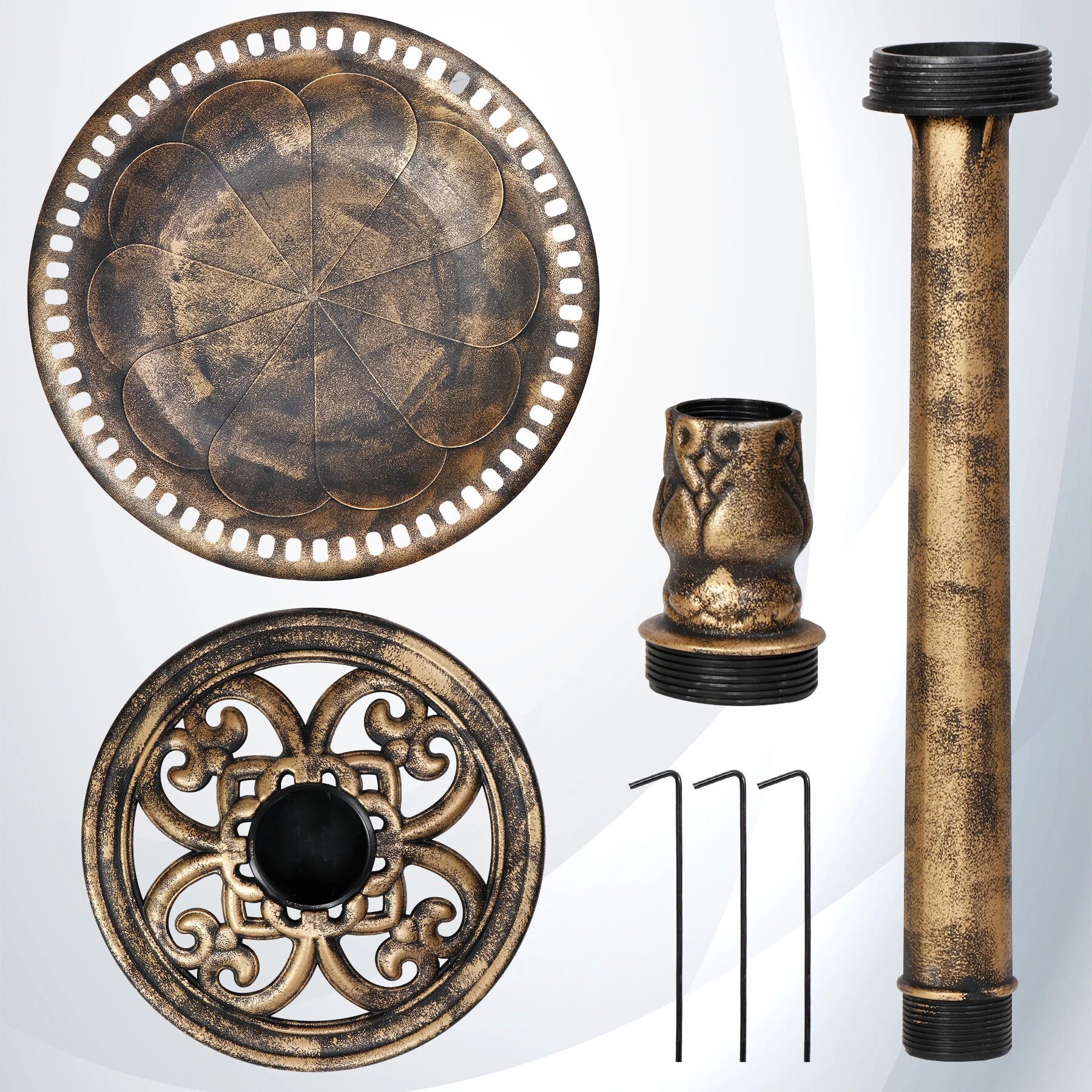 28" H Birdbath Weather Resistant Pedestal Antique Garden Decor Vintage Yard Bird Bath Outdoor