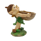 Hand Held Walnut Bird Bath Bowl Bird Feeder Funny Handcrafted Resin Feeder for Outdoors Water Bowl Sculpture Garden Decoration