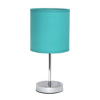 11.81" Basic Chrome Mini Table Lamp with Fabric Shade, Blue