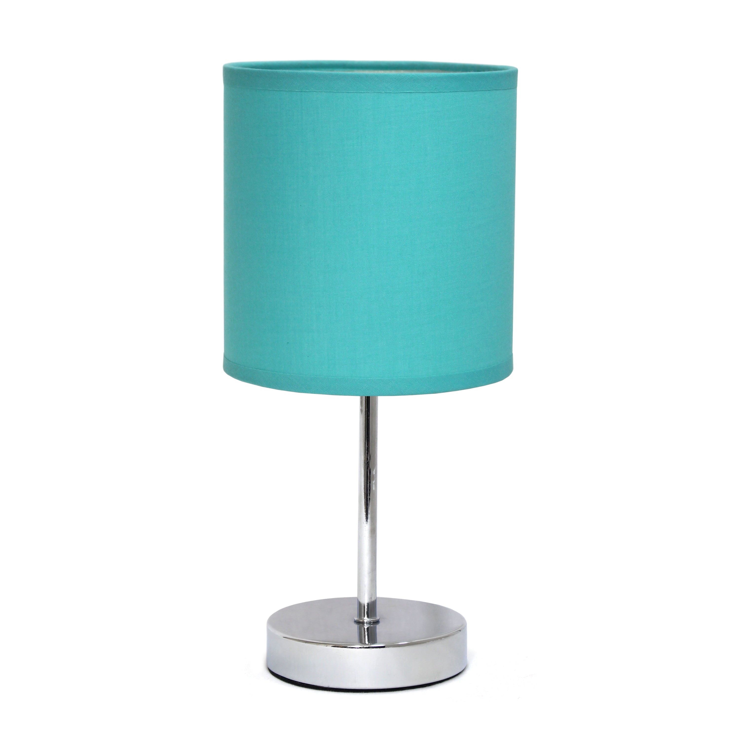 11.81" Basic Chrome Mini Table Lamp with Fabric Shade, Blue