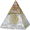 Selenite Glow Orgone Pyramid, Handmade Selenite Crystal Pyramid for High Frequency Vibration, Powers of Manifestation,Crystals and Healing Stones for Promotes Peace and Calmness, Orgonite Pyramids