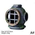 1Pc Resin Diving Helmet Wreck Aquarium Fish Tank Landscaping Creative Decoration Ornament through Rest Shelter for Tank