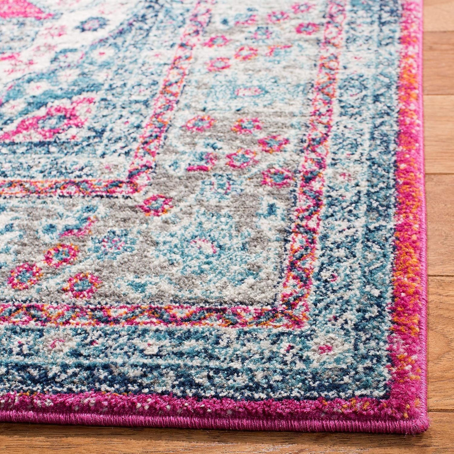 Evoke Collection Runner Rug - 2'2" X 7', Fuchsia & Navy, Oriental Medallion Distressed Design, Non-Shedding & Easy Care, Ideal for High Traffic Areas in Living Room, Bedroom (EVK250R)