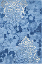 Adirondack Collection Area Rug - 5'1" X 7'6", Light Blue & Dark Blue, Floral Glam Distressed Design, Non-Shedding & Easy Care, Ideal for High Traffic Areas in Living Room, Bedroom (ADR114F)
