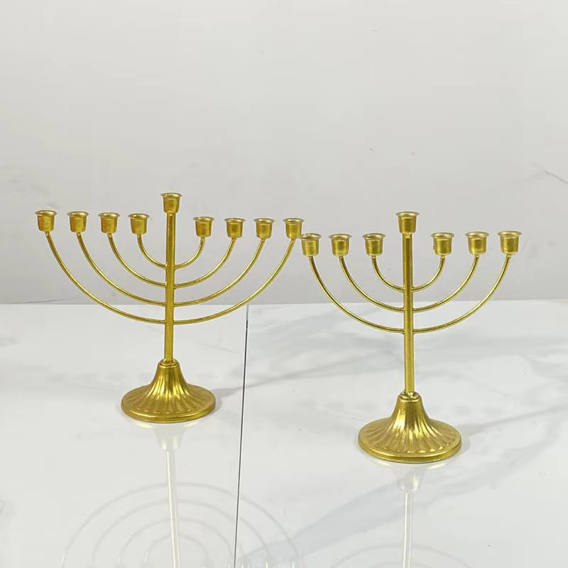 Jewish Candle Holder 7/9 Branch Candlestick Metal Candle Holder Hanukkah Candlestick Jewish Holders Menorah Stand Decorations