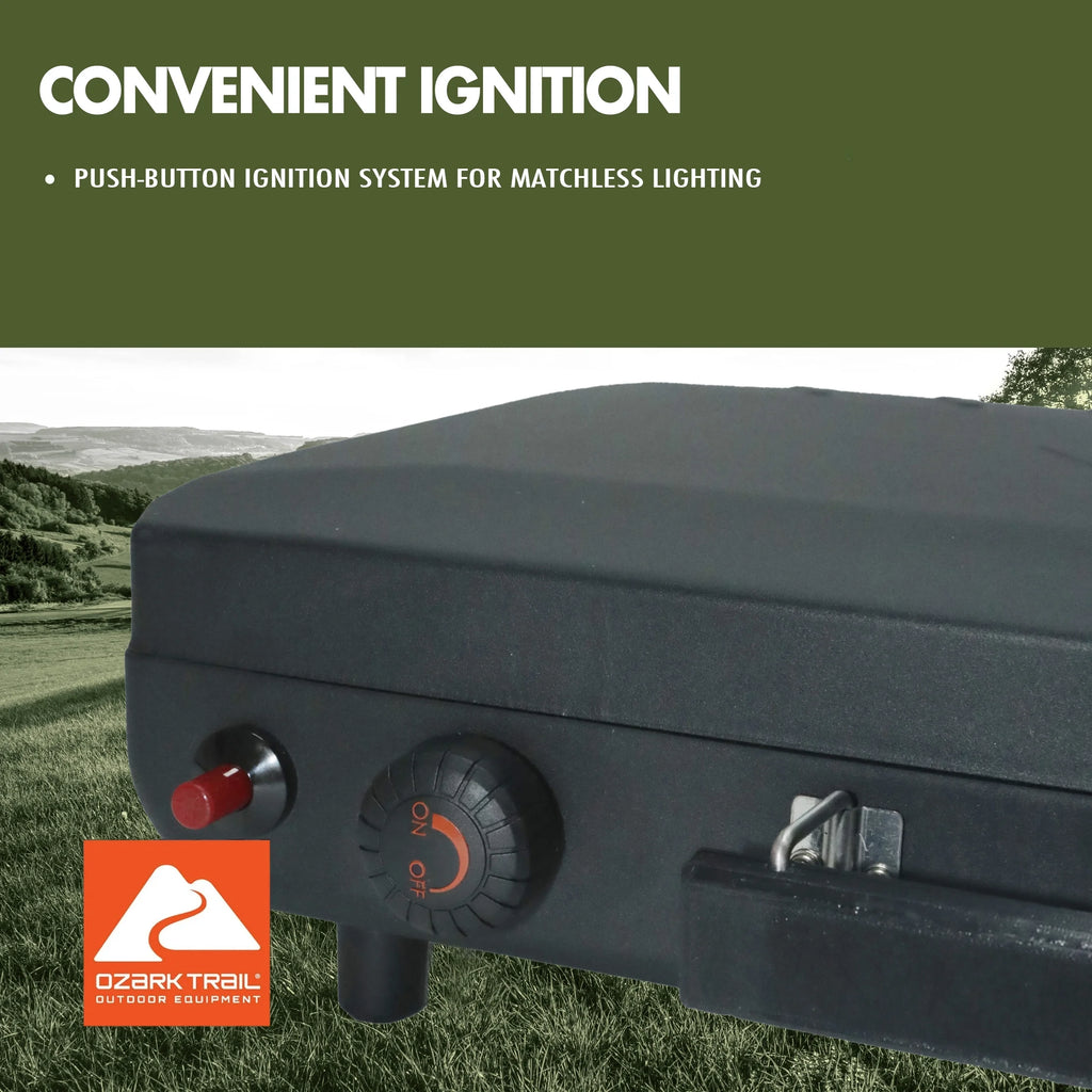 2 Burner Black Propane 2-In-1 Portable Camp Stove and Grill, Model GCT2220WB, New