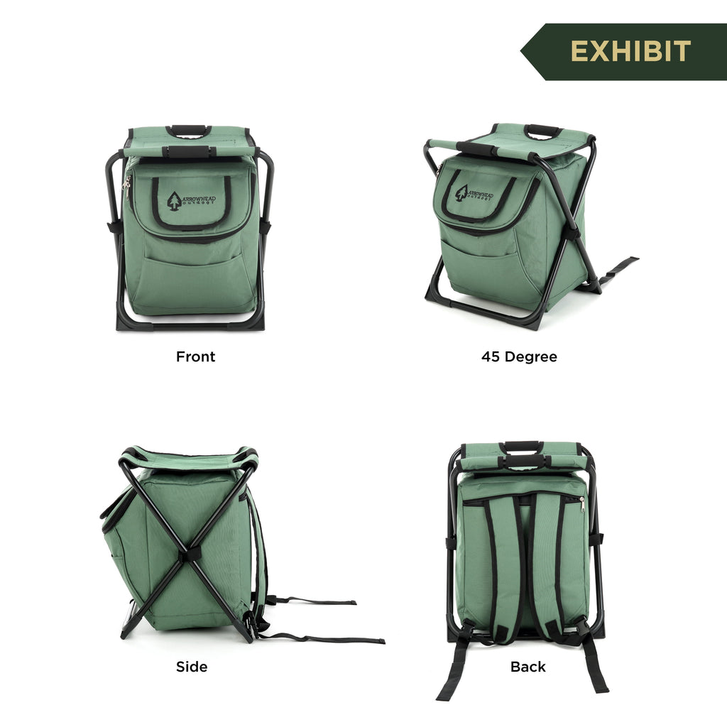 Multi-Function 3-In-1 Compact Camp Chair: Backpack, Stool & Insulated Cooler, W/ External Pockets & Storage Bag, Lightweight, Large Backpack, Fishing, Hiking, Heavy-Duty, Usa-Based
