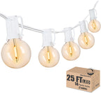Outdoor Globe String Lights White - G40 Outdoor Lights Patio String Lights Linkable Waterproof with 14 Shatterproof Clear Bulbs(2 Extra) for Wedding Party Pergola Gazebo Lights