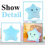 Cute LED Night Light up Throw Pillow Inserts Star Stuffed Animals Plush Toys for Kids Children’S Day Gift Son Daughter Girls Boys,Decorative Blue Throw Pillows for Couch,Sofa,Bed,Room,Office
