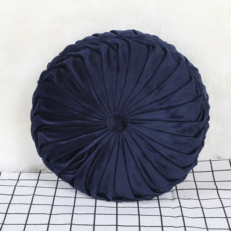Velvet Pleated round Pumpkin Throw Pillow for Couch Floor Home Decor Cushion Coussin Home Decor Sofa Chair Bed Car Cojin 33Cm