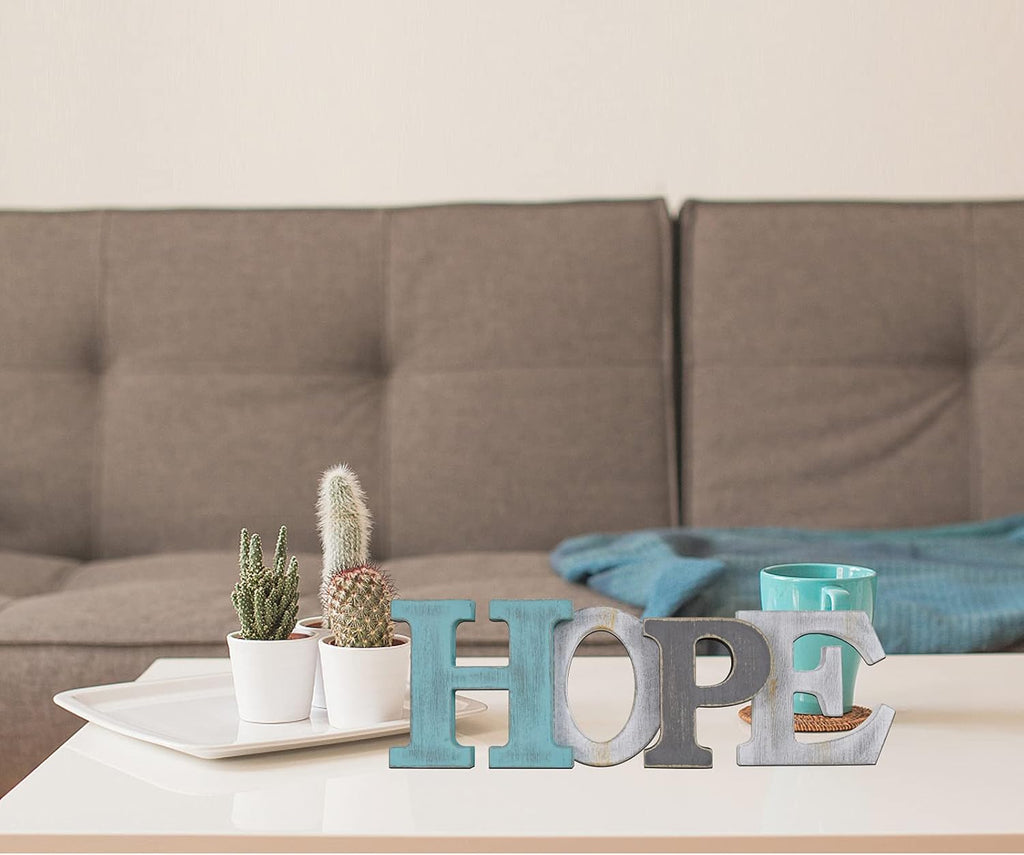 Rustic Wooden Word Sign, Decorative Letters Block, Hanging Wooden Sign, Wall Decor, Hope, 15.75'' X 5.2'' X 1.2''