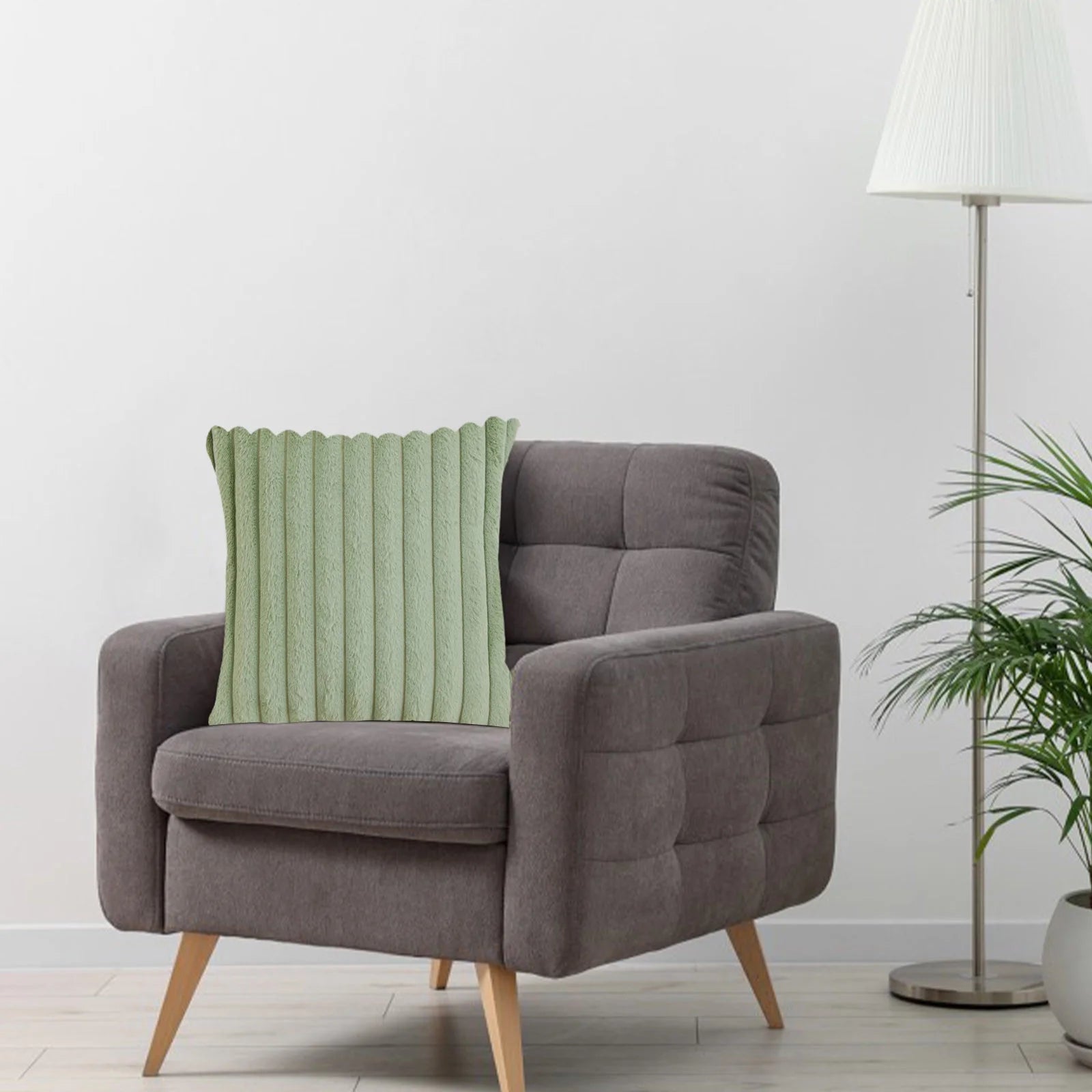 Corduroy Throw Pillows for Couch 18" X 18" Soft Plush Striped Square Pillow Indoor Decor Pillows for Sofa Couch Living Room Decoration, Throw Pillows under 10$, 1 Pack, Cream White