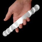 XL Polished Selenite Crystal Massage Wand 8" Spiral round Tip " CHARGE CLEANSE