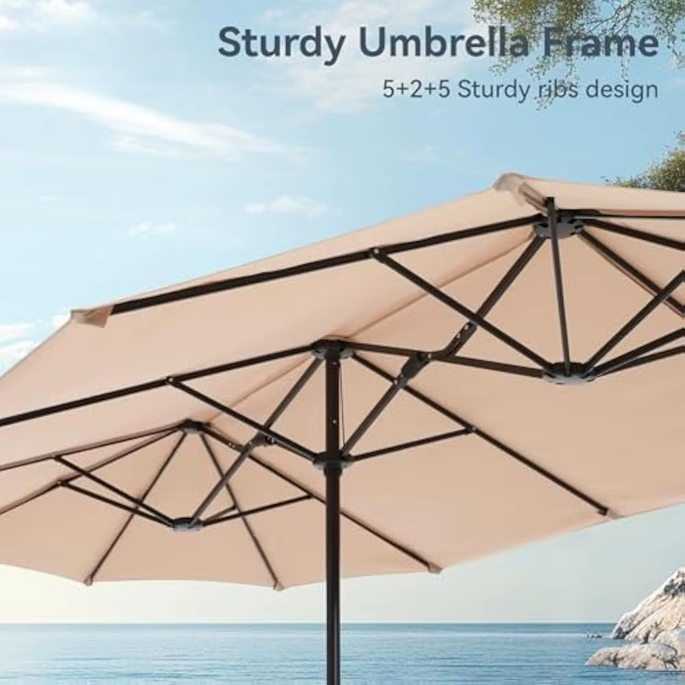 13 FT Patio Umbrella, Patio Umbrellas Double-Sided Twin Outdoor Market Umbrellas with Crank, Outdoor Patio Umbrella