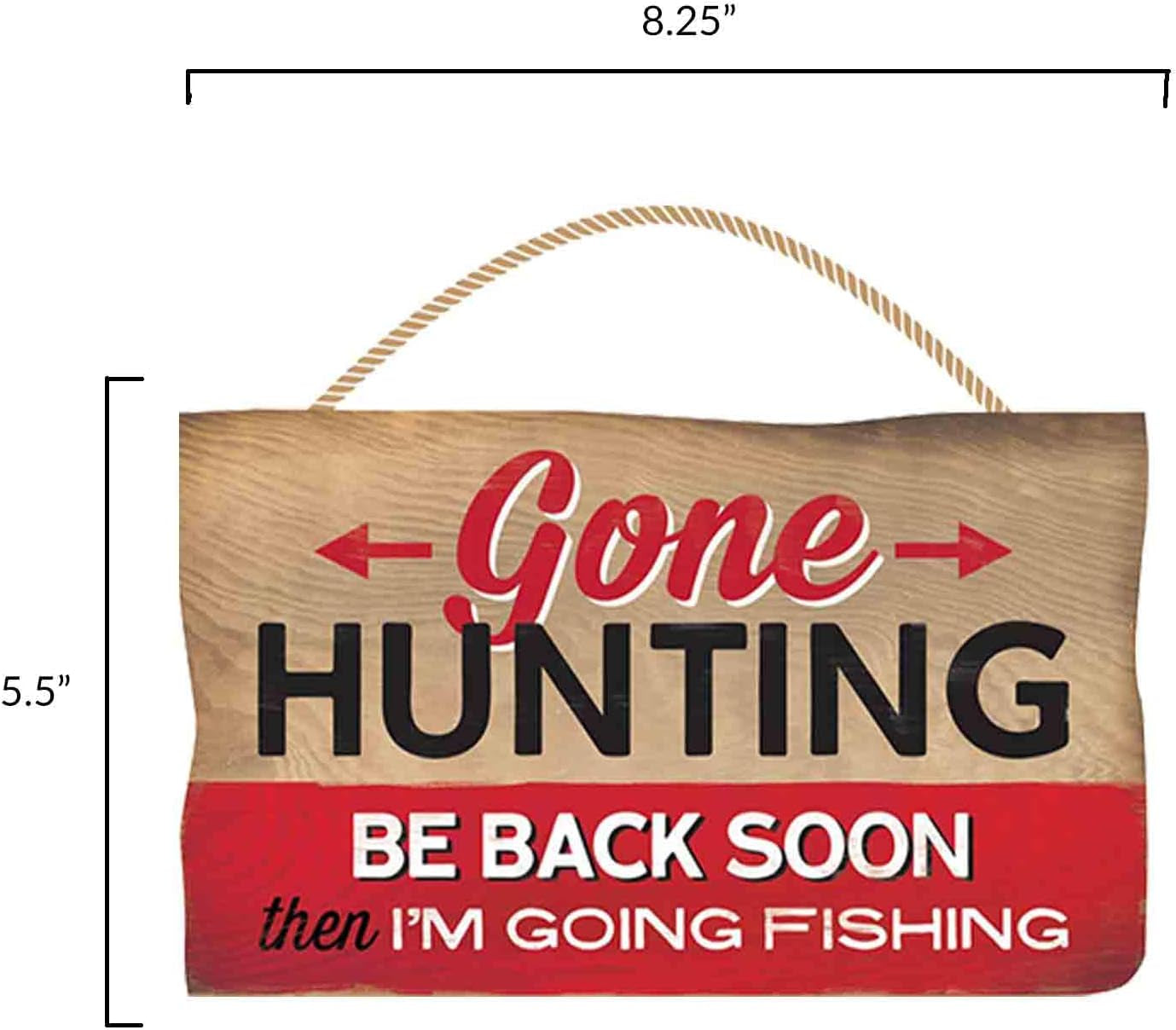 Gone Hunting Then Fishing Hanging Wood Wall Decor - Funny Sign for Cabin, Lake House or Lodge