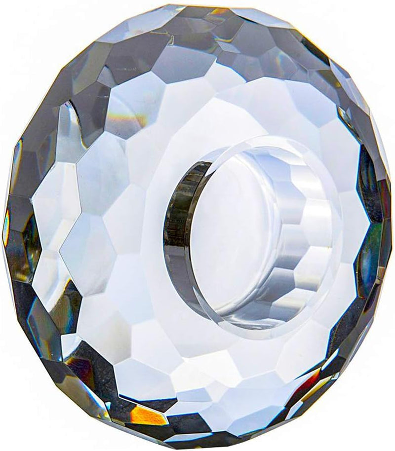 Crystal Tealight Candle Holders, Handmade Cut Crystal Candle Holder Banquet Decorations for Home 3.2" Diameter X 1.6" High Set of 2