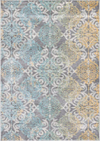 Evoke Collection Area Rug - 5'3" X 7'6", Grey & Ivory, Medallion Damask Design, Non-Shedding & Easy Care, Ideal for High Traffic Areas in Living Room, Bedroom (EVK230D)