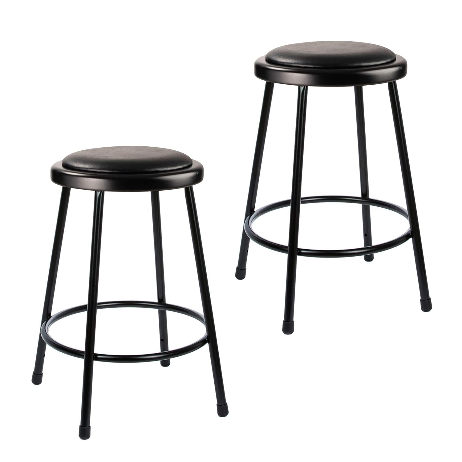 (2 Pack) Black Vinyl Padded Stool