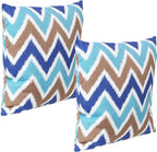 Indoor and Outdoor Decorative Throw Pillows Set of 2 with Zipper Closures and Inserts - 17-Inch Square Patio Furniture Accents - Weather-Resistant Polyester - Chevron Bliss