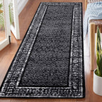 Adirondack Collection Runner Rug - 2'6" X 8', Black & Silver, Distressed Design, Non-Shedding & Easy Care, Ideal for High Traffic Areas in Living Room, Bedroom (ADR110A)