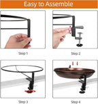 Deck Mounted Bird Bath Metal Birdbath Bowl Unheated with Lightweight Detachable