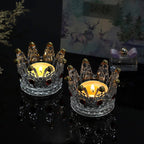 Set of 4 Glass Crown Tealight Candle Holder Crystal Votive Candle Holder Candle Stand, Crown Nail Art Dappen Dish Tea Light Holder for Dining Table Centerpiece Home Decor Wedding Party (Red)