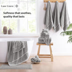 100% Cotton 18 Piece Bath Towel Set - Zero Twist, Quick Dry, Super Soft & Highly Absorbent - 6 Bath, 6 Washcloths, 6 Hand Towels for Bathroom - Hotel Quality Bathroom Towel Set - Grey