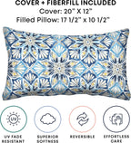 Outdoor Lumbar Toss Pillow Set, 20" W X 12" L, Beryl Pacific Blue Outdoor Pillows