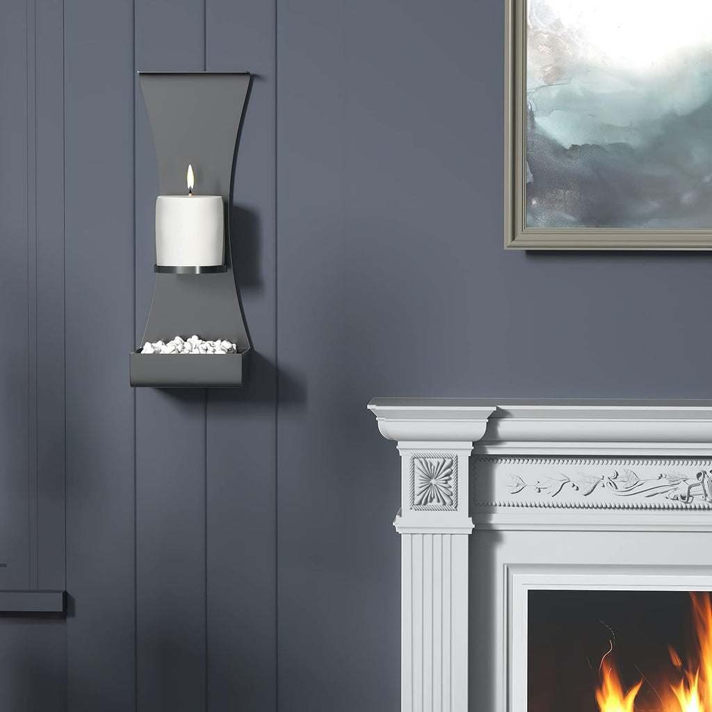 Metal Wall Candle Sconces Wall Decor Set of 2 - Wall Candle Holders Decorative Set of 2 - Metal Wall Decorations for Living Room - Black Metal Wall Sconces Set of Two Candle Holders