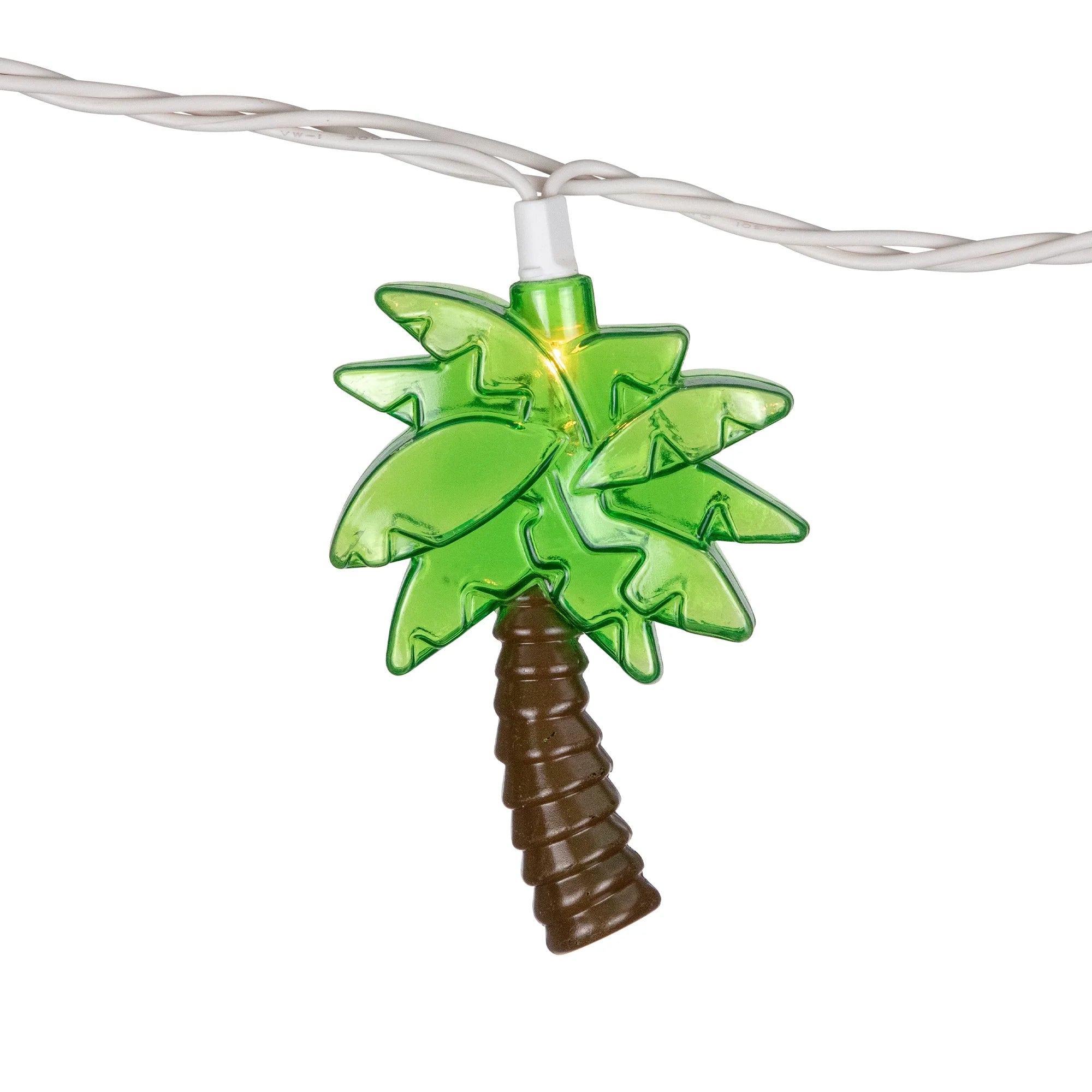 Tropical Palm Tree Indoor Outdoor Patio Light Set - 7' White Wire - 10Ct