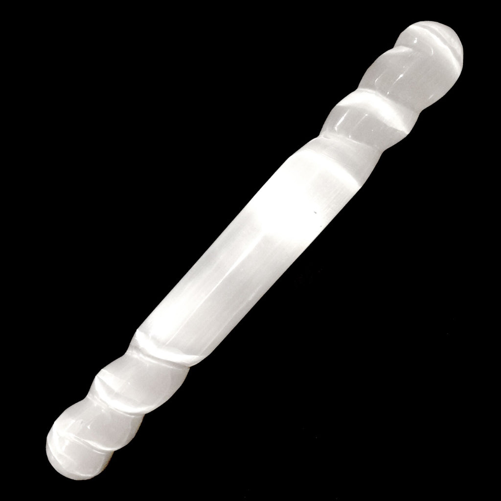 XL Polished Selenite Crystal Massage Wand 8" Spiral round Tip " CHARGE CLEANSE