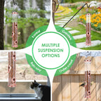 Wild Bird Feeders for Outdoors Hanging, Metal Tube Feeder, 6 Feeding Ports, Rosegold - 1 Pack