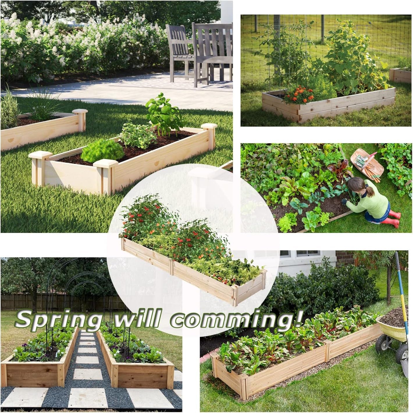 8X2 FT Raised Garden Bed Kit Elevated Wood Planter Garden Box Stand for for Backyard, Patio Outdoor Solid Wood