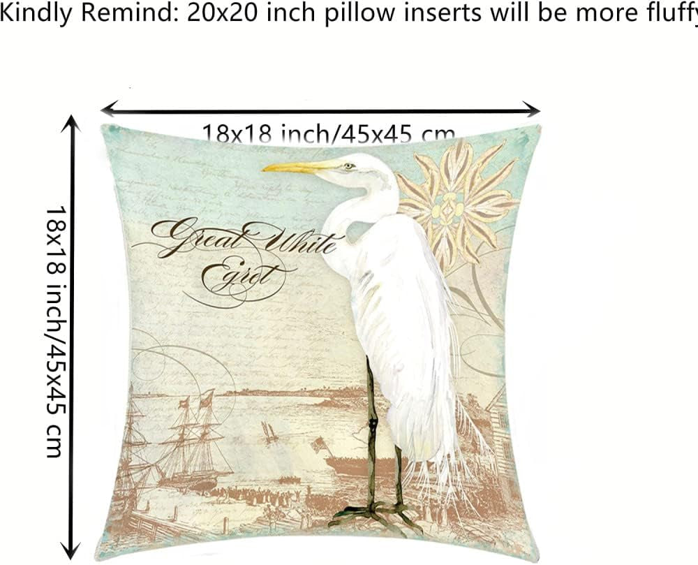 Outdoor Summer Pillow Covers 18X18, Set of 4 Beach Pillow Case, Patio Decoration Cushion Covers Cushion Case for Home Summer Seasonal Decoration