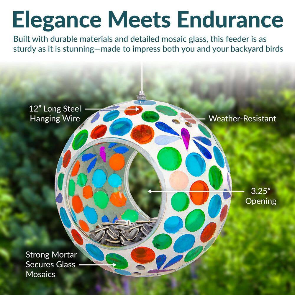 Dragonfly Dreams Glass Mosaic Fly-Through Hanging Bird Feeder