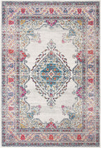 Area Rug 8X10 - Evoke Collection - Large - Cream & Fuchsia, Oriental Medallion Distressed Design, Non-Shedding & Easy Cleaning, Ideal for Living Room, Bedroom, Office, Dining Space (EVK250A)