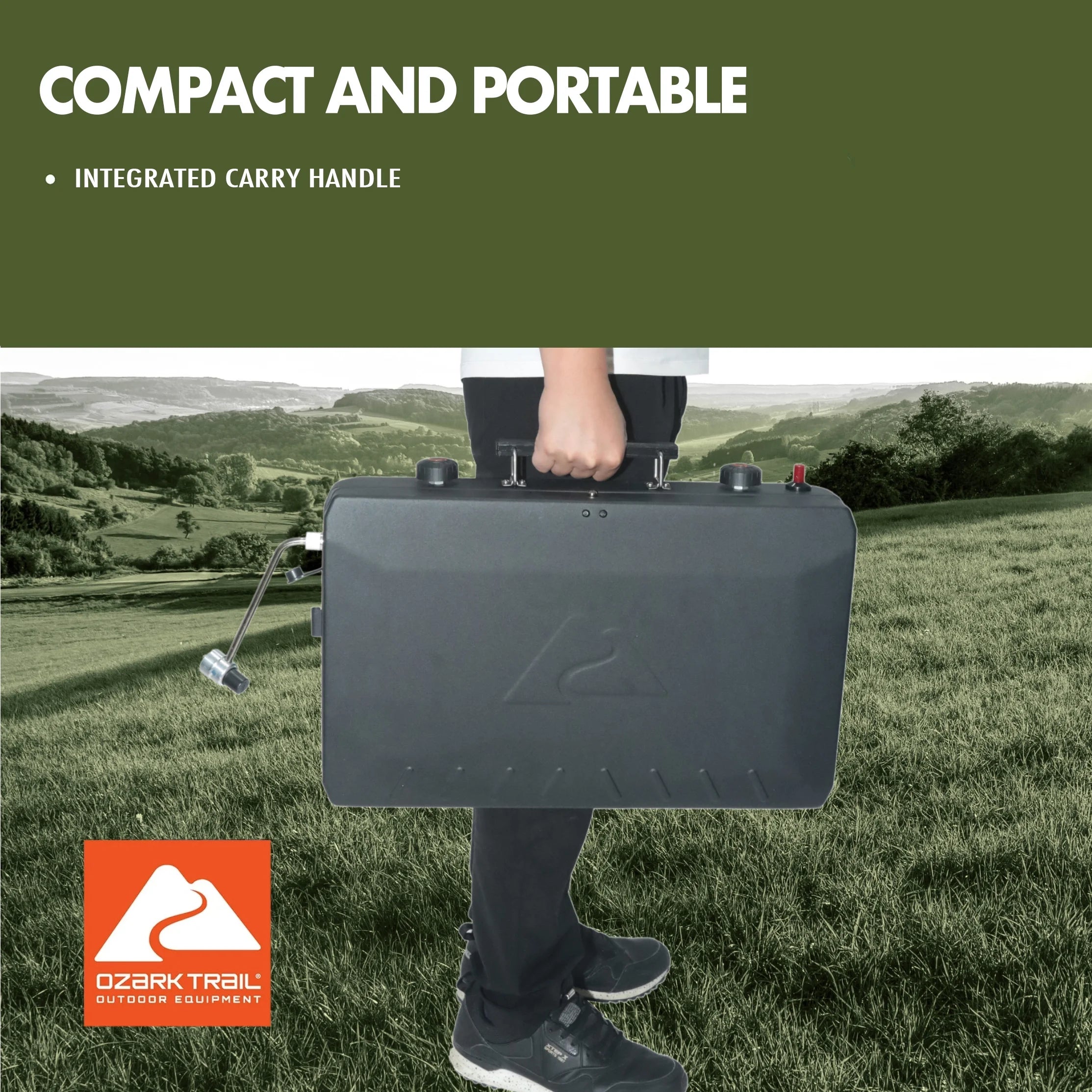 2 Burner Black Propane 2-In-1 Portable Camp Stove and Grill, Model GCT2220WB, New