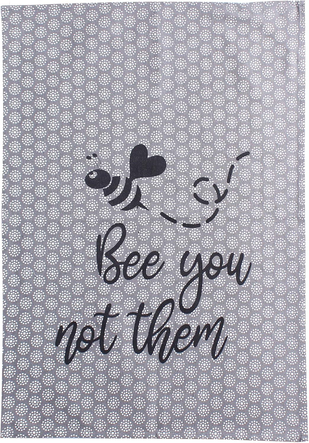 Cotton Kitchen Towels Set of 4 - Absorbent Dish Towels Set | Tea Towels | Bar Towels | Bee Grey Yellow Kitchen Dish Towels - Multi Purpose Kitchen Linen, Drying Dish Hand Towels 20X28