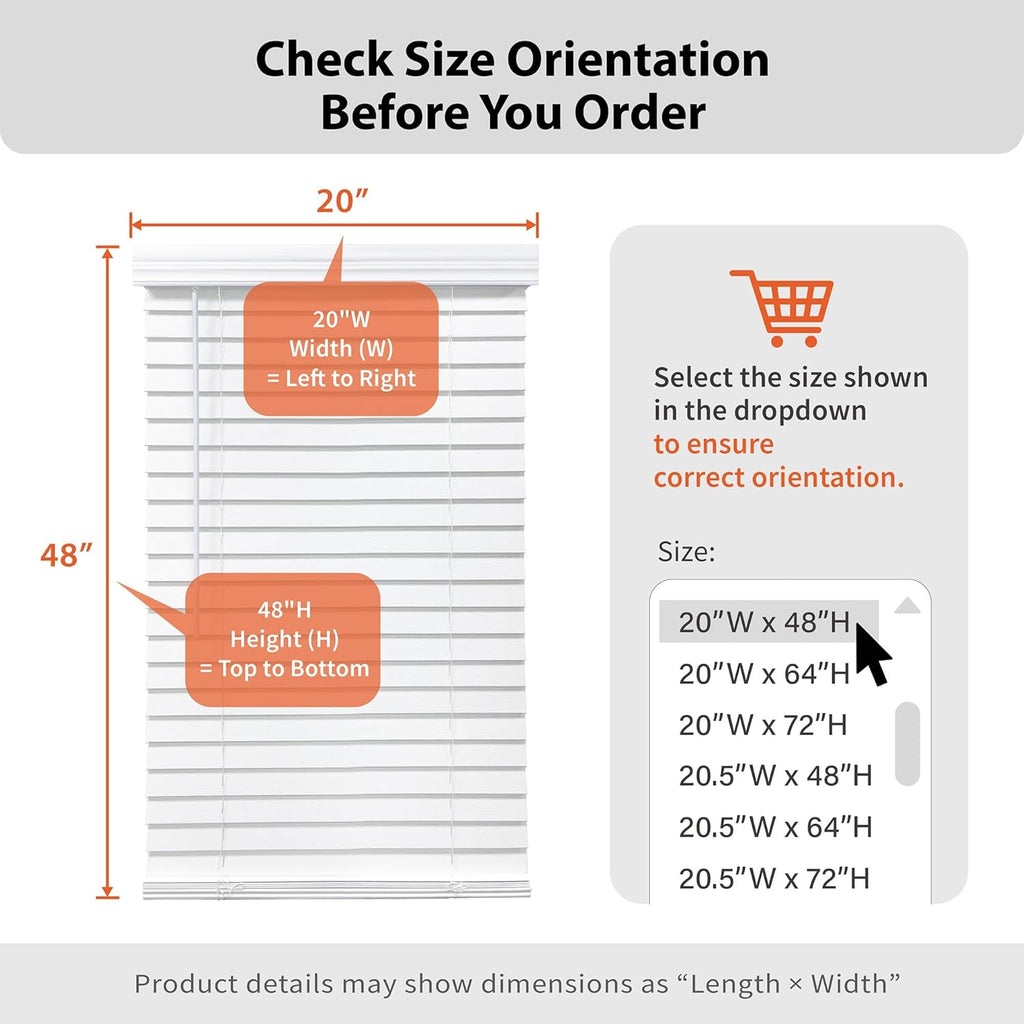 Cordless 2" Faux Wood Blind, 27" W X 48" H, Dark Oak