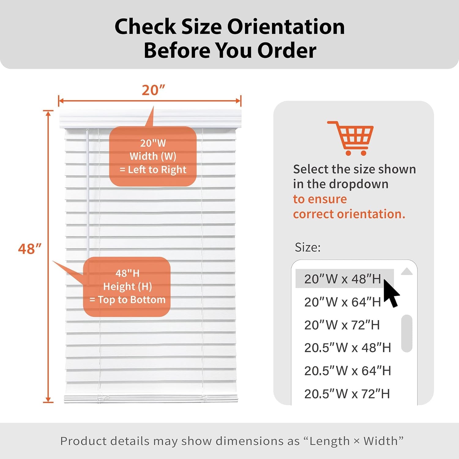 Cordless 2" Faux Wood Blind, 27" W X 48" H, Dark Oak