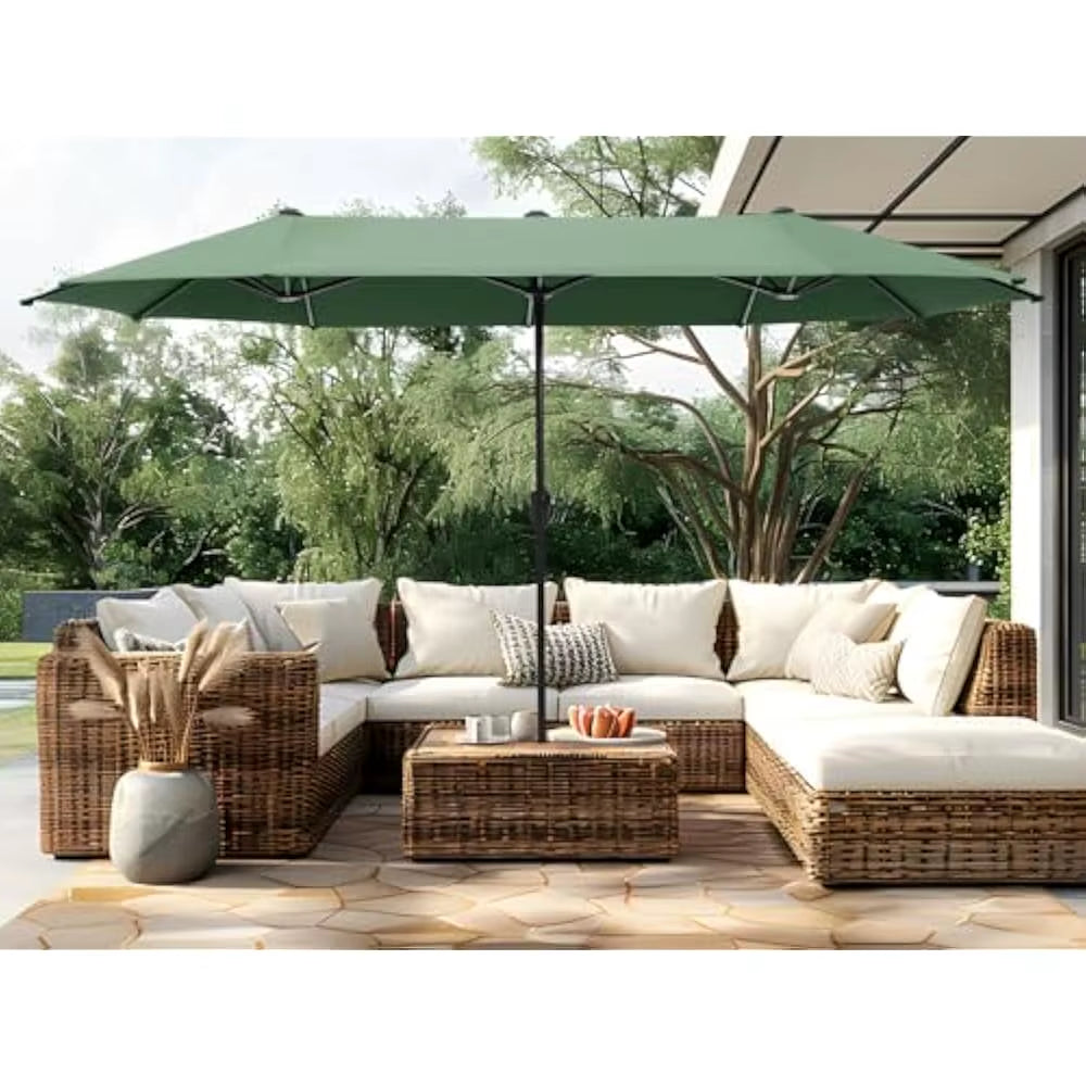 13 FT Patio Umbrella, Patio Umbrellas Double-Sided Twin Outdoor Market Umbrellas with Crank, Outdoor Patio Umbrella